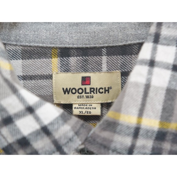 Woolrich Men’s Button Down Flannel‎ XL Plaid Black Yellow - Picture 3 of 7